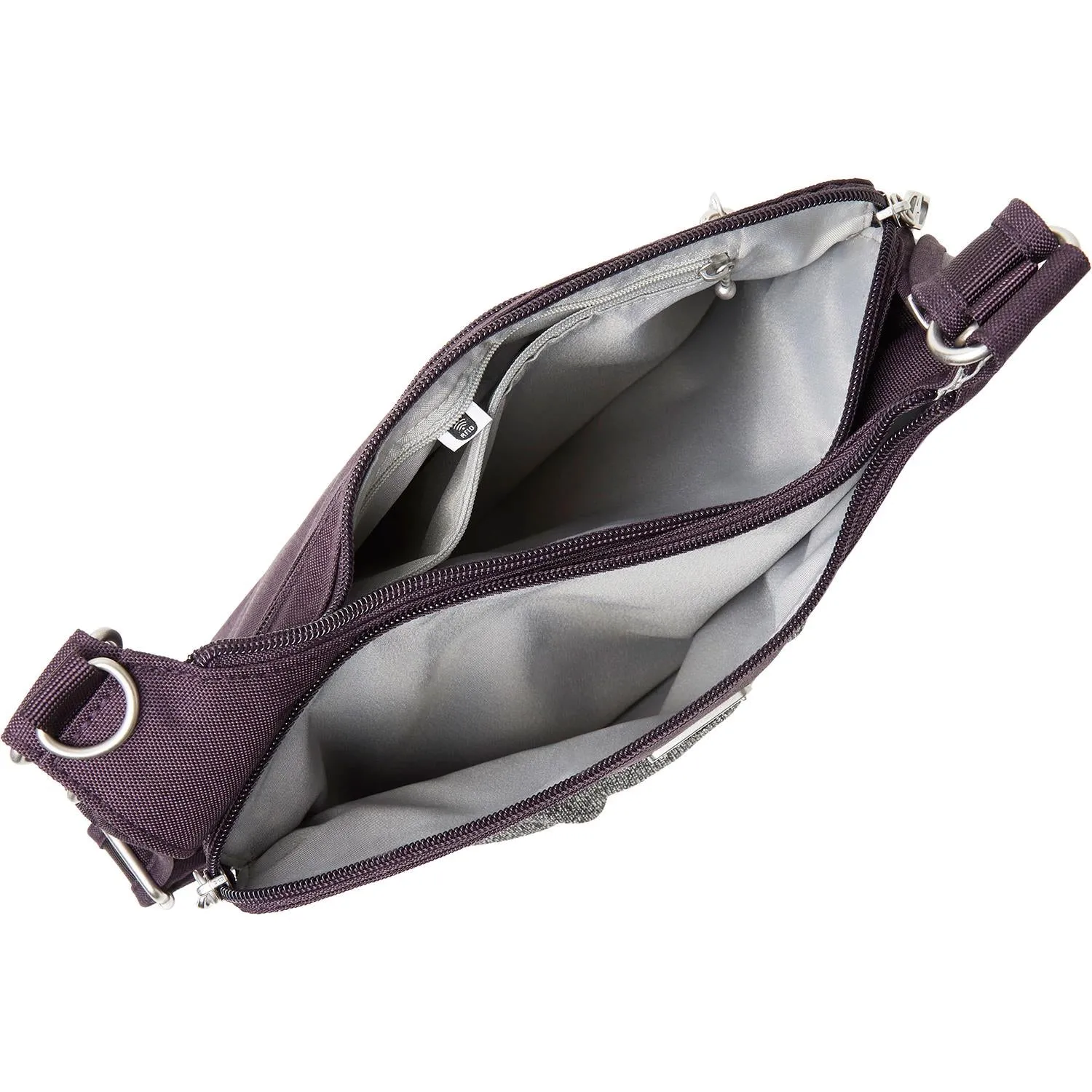 Baggallini Anti-Theft Cross Over Crossbody Blackberry Fabric