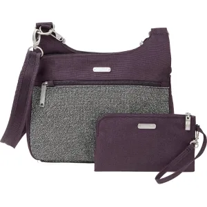 Baggallini Anti-Theft Cross Over Crossbody Blackberry Fabric
