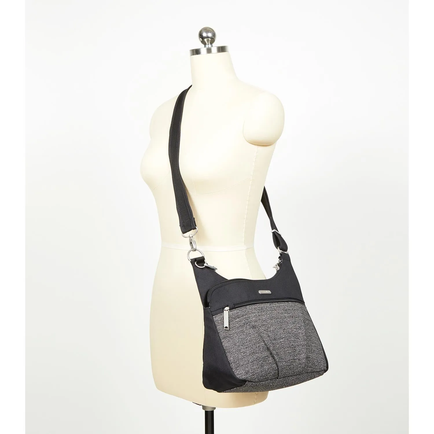Baggallini Anti-Theft Cross Over Crossbody Blackberry Fabric