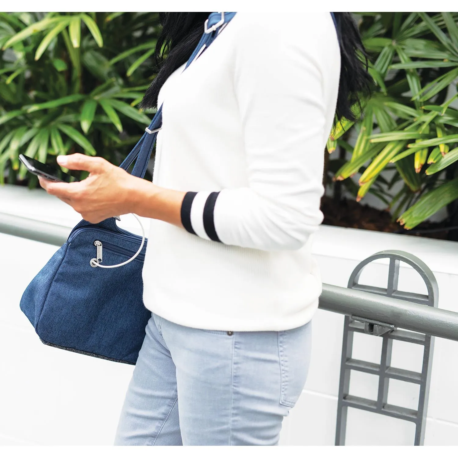Baggallini Anti-Theft Cross Over Crossbody Blackberry Fabric
