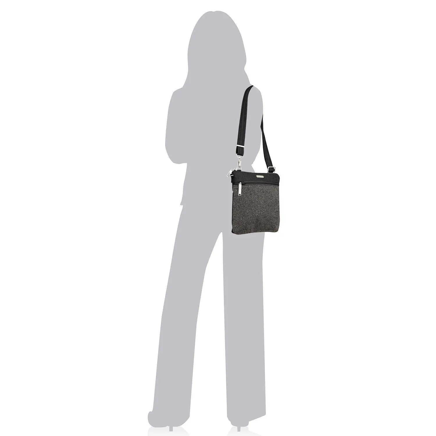 Baggallini Anti-Theft Slim Crossbody Steel Blue Fabric