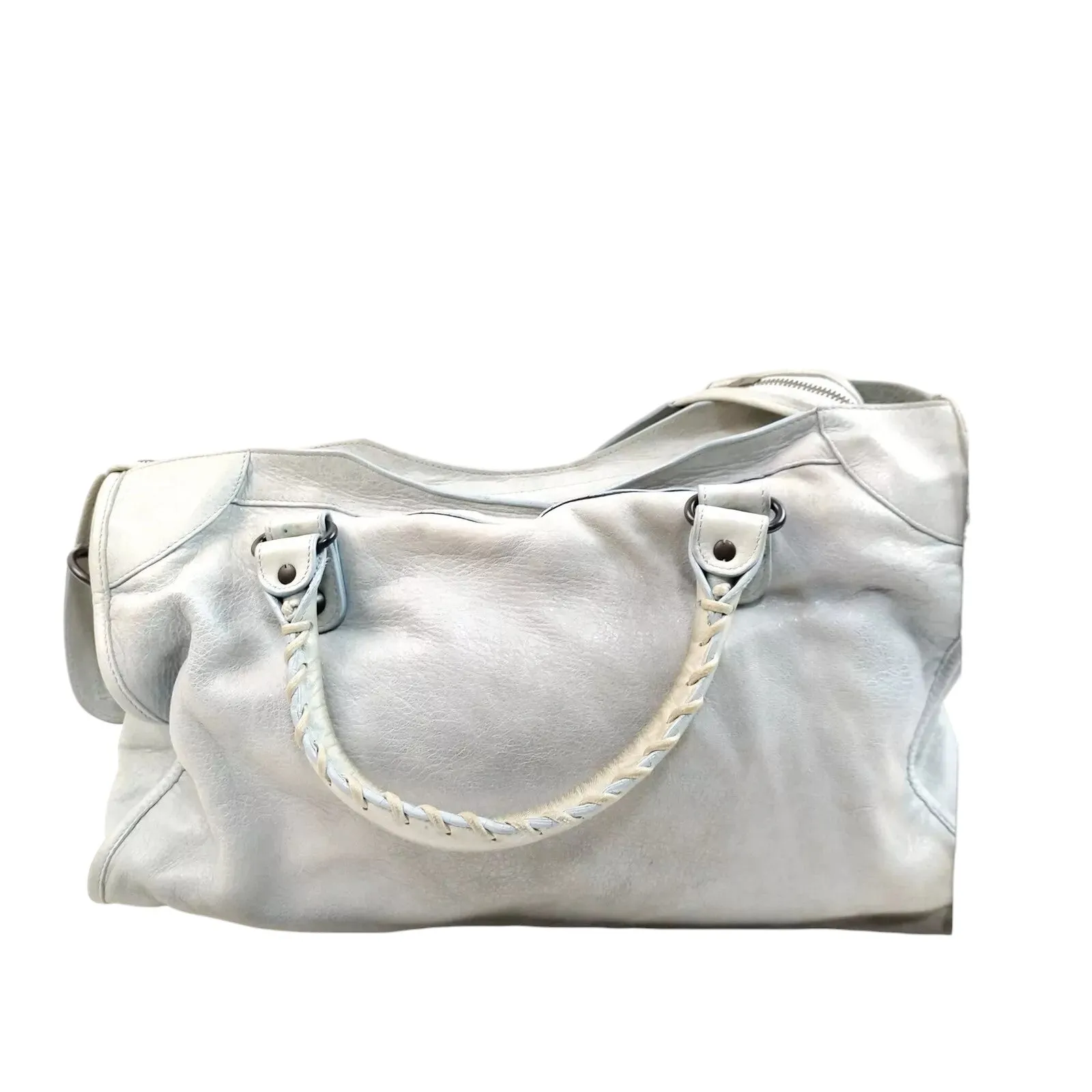 Balenciaga Light Blue Stud Tassel City Bag
