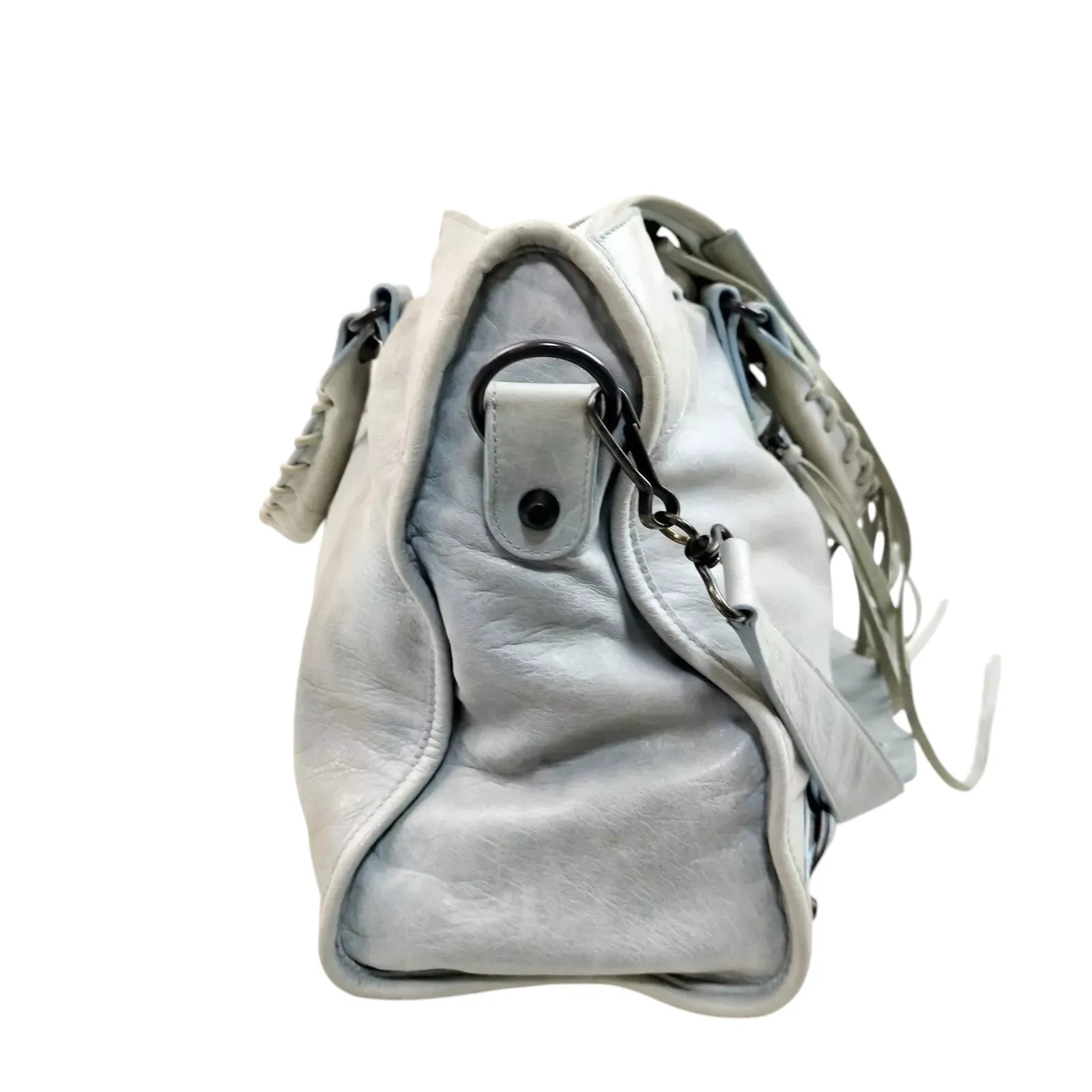 Balenciaga Light Blue Stud Tassel City Bag
