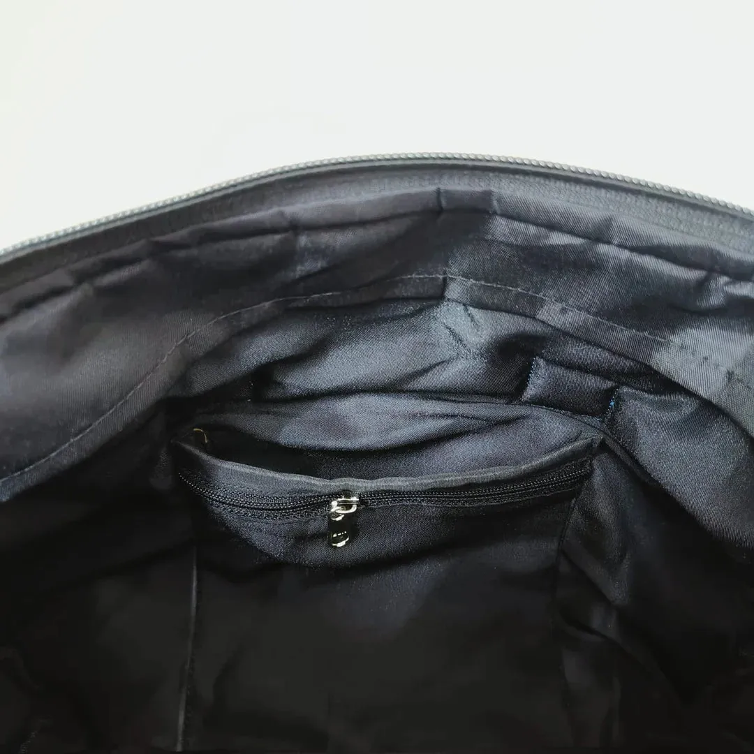 Barrel Handbags Black Ethnic Print