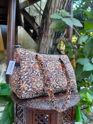Barrel Handbags Brown Ethnic Print