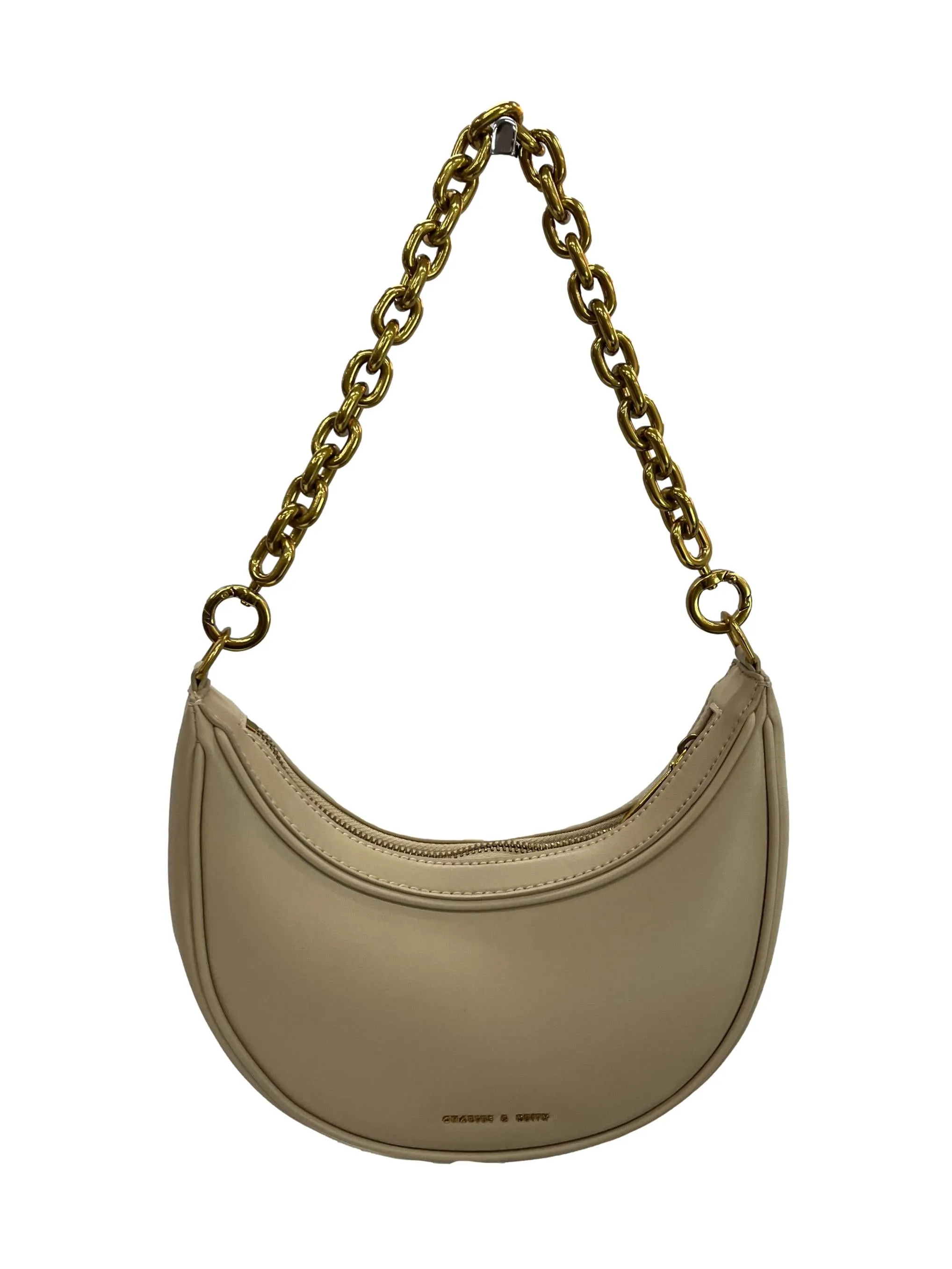 Beige Bonnie Chain Handle Crescent Bag