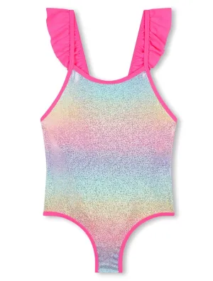 Billieblush Glitter Multicolor Swimsuit With Flounced Straps