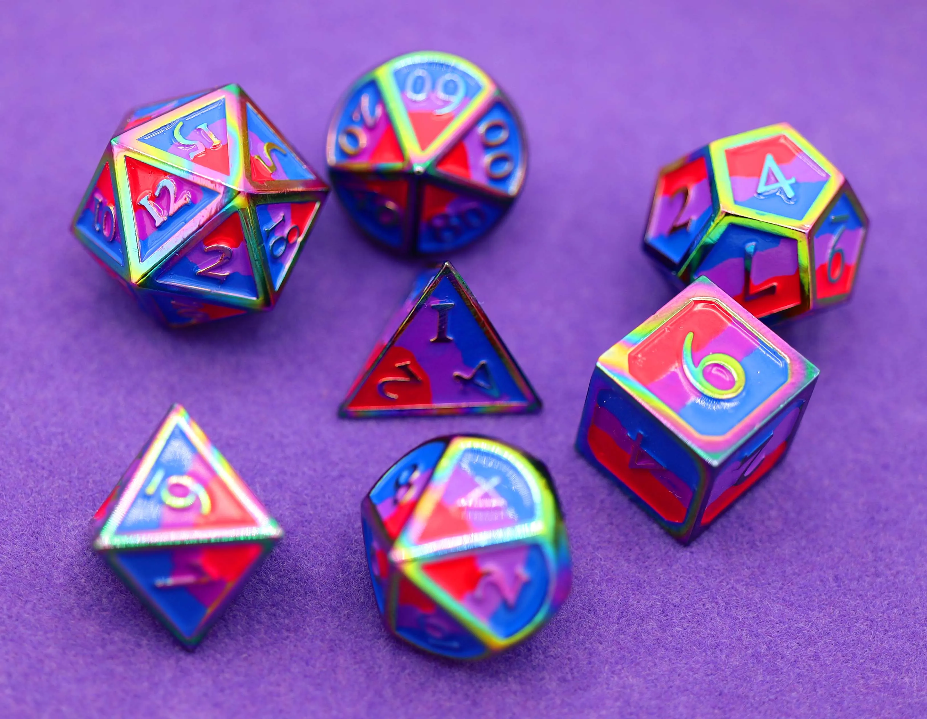 Bisexual Pride Flag - Metal RPG Dice Set