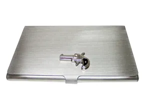 Black and Silver Toned Hand Gun Pistol Business Card Holder