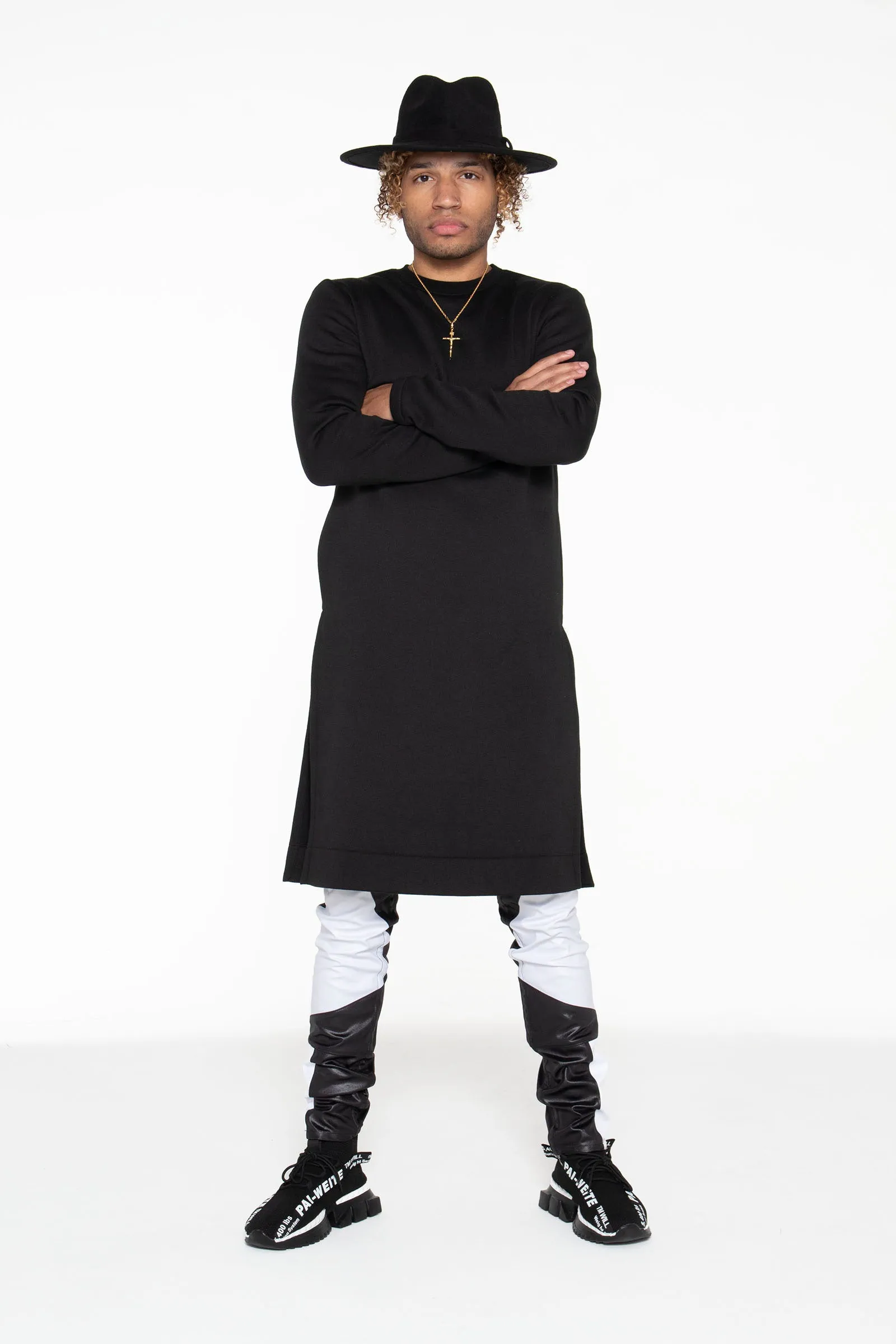 Black Kurta Sweatshirt w/ Pockets