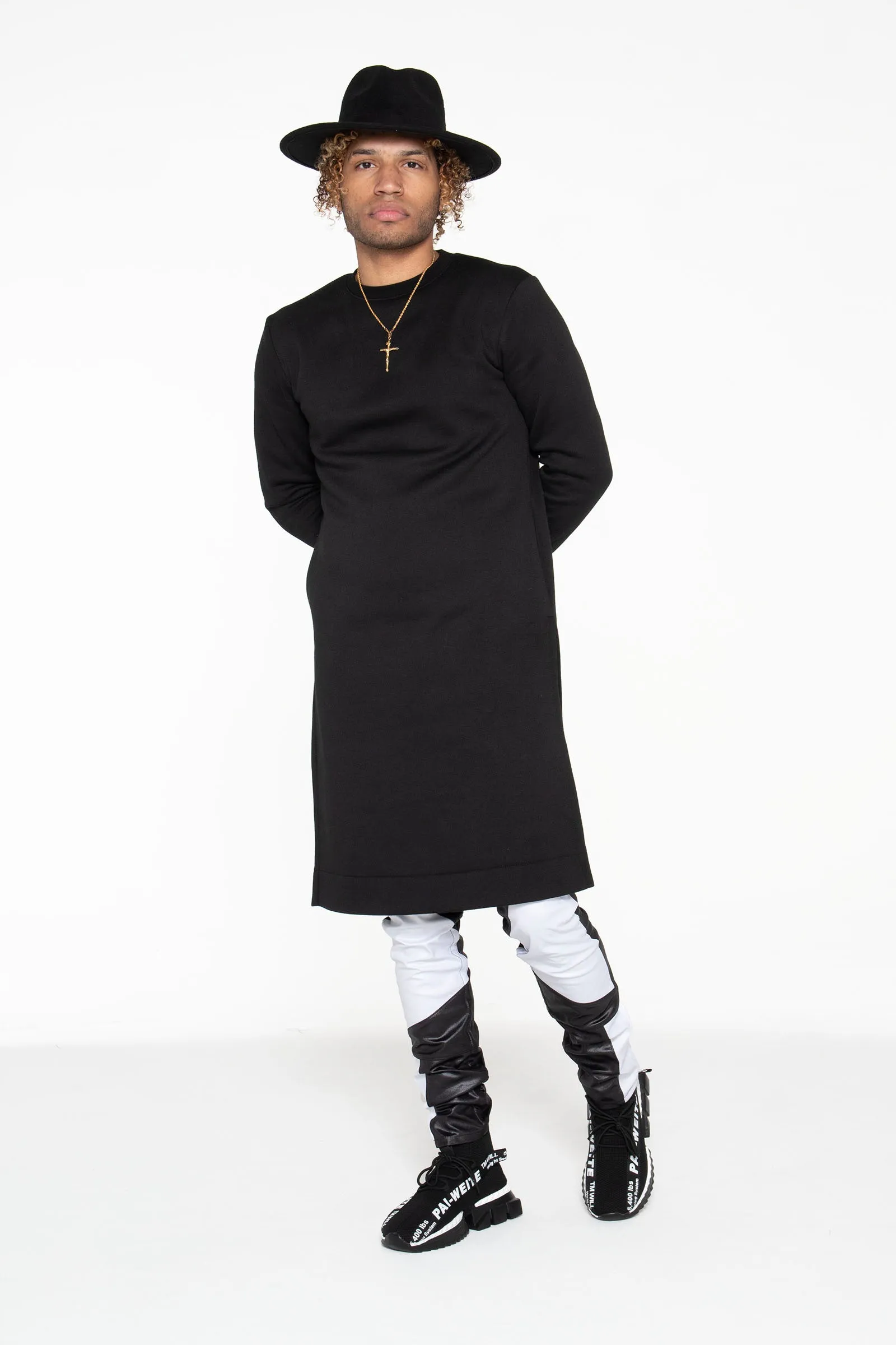 Black Kurta Sweatshirt w/ Pockets