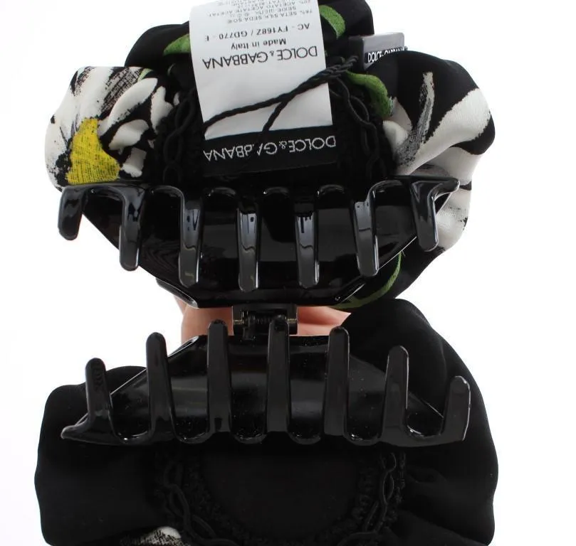 Black Multicolor Floral Crystal Hair Claw