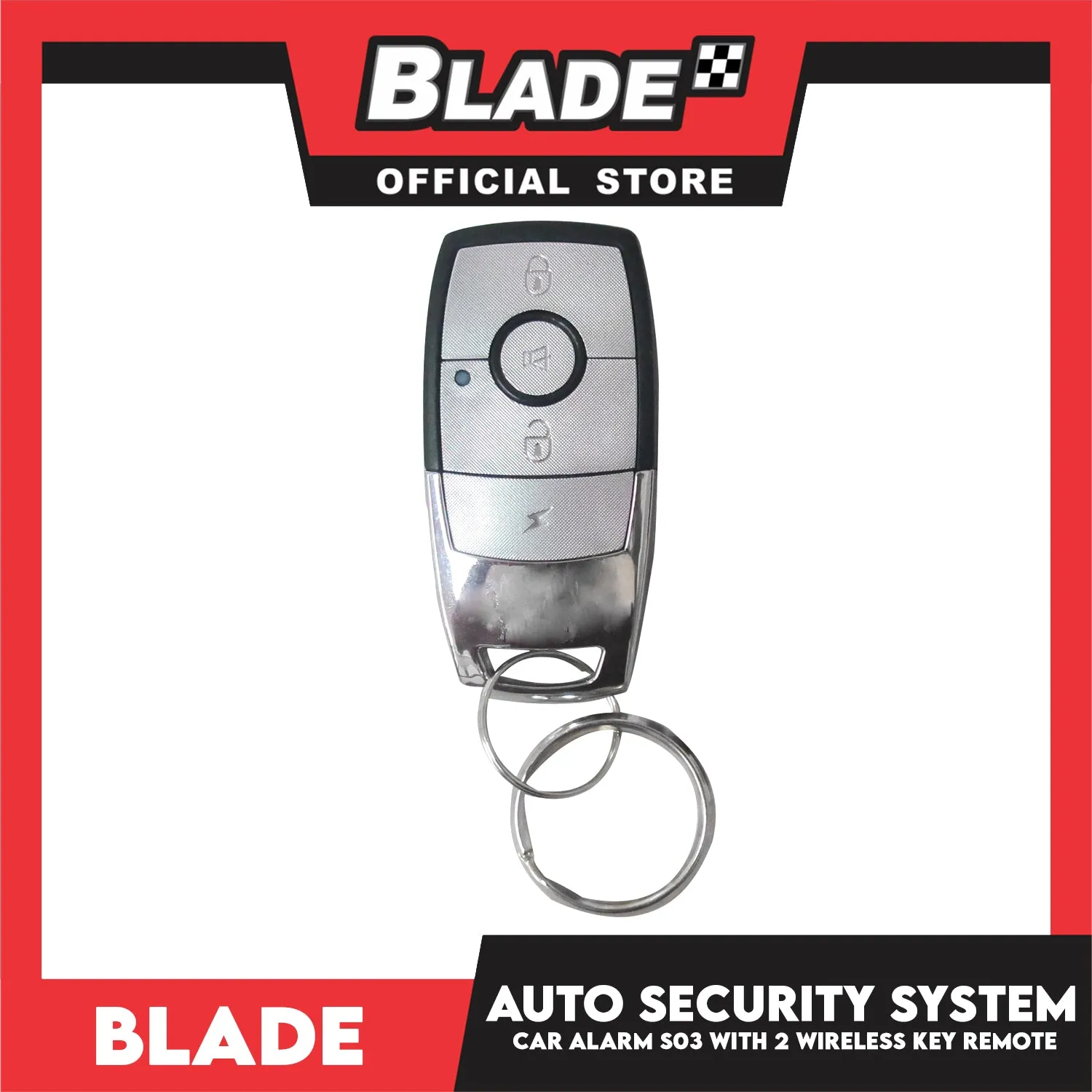 Blade Car Alarm S03 Auto Security Keyless Entry System with 2 Remote Controls & Siren Sensor- 12V Universal Remote Auto Door Lock/Unlock