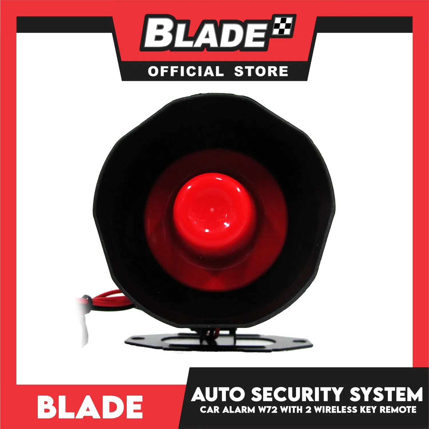 Blade Car Alarm W72 Auto Security Keyless Entry System with 2 Remote Controls & Siren Sensor- 12V Universal Remote Auto Door Lock/Unlock