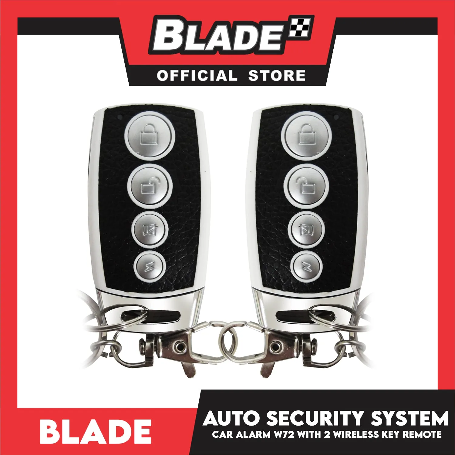 Blade Car Alarm W72 Auto Security Keyless Entry System with 2 Remote Controls & Siren Sensor- 12V Universal Remote Auto Door Lock/Unlock