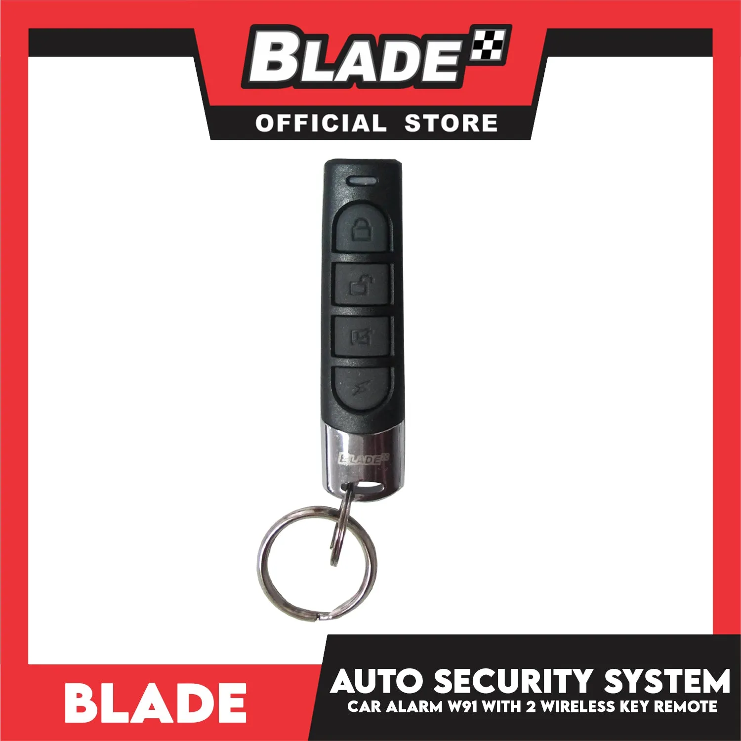Blade Car Alarm W91 Auto Security Keyless Entry System with 2 Remote Controls & Siren Sensor- 12V Universal Remote Auto Door Lock/Unlock