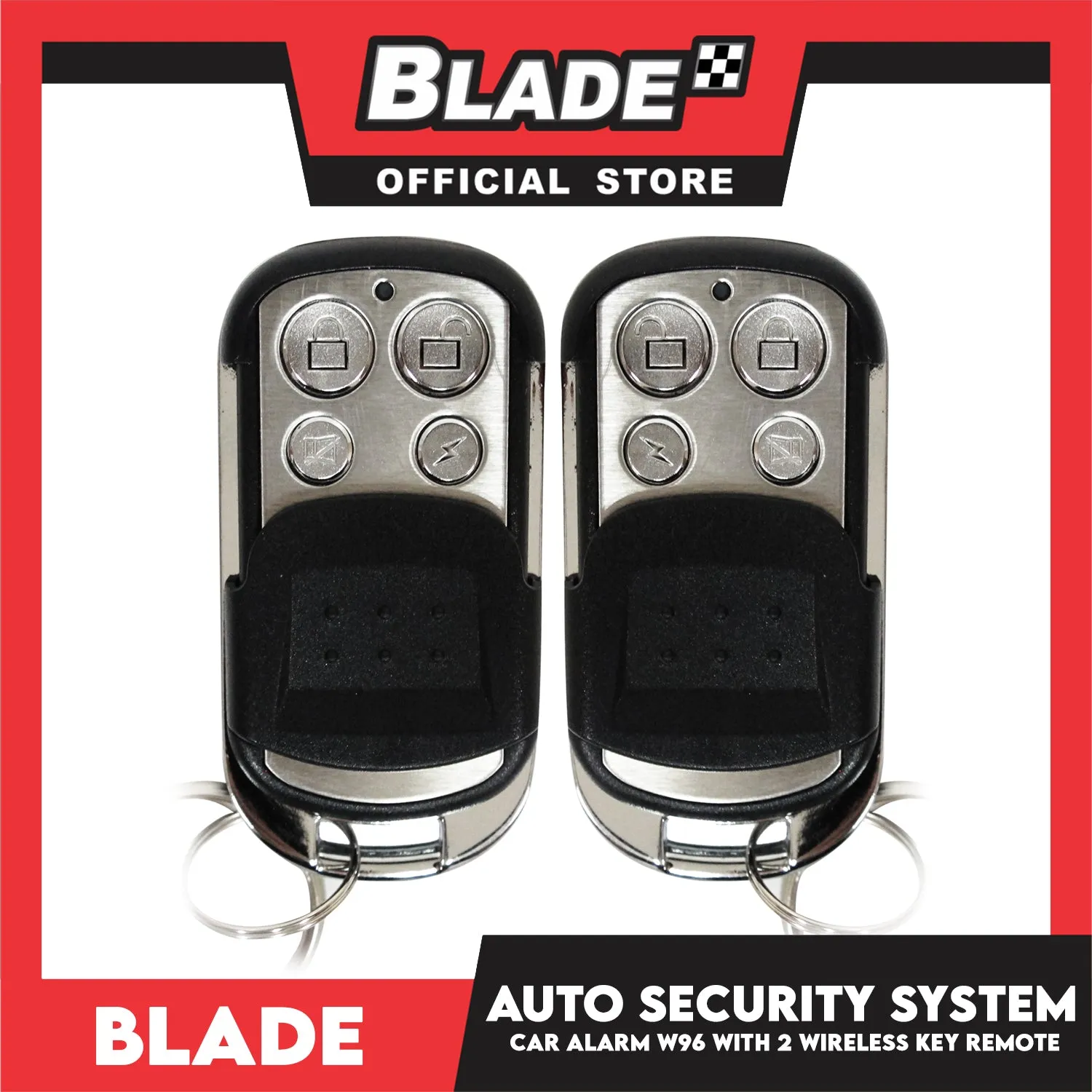 Blade Car Alarm W96 Auto Security Keyless Entry System with 2 Remote Controls & Siren Sensor- 12V Universal Remote Auto Door Lock/Unlock