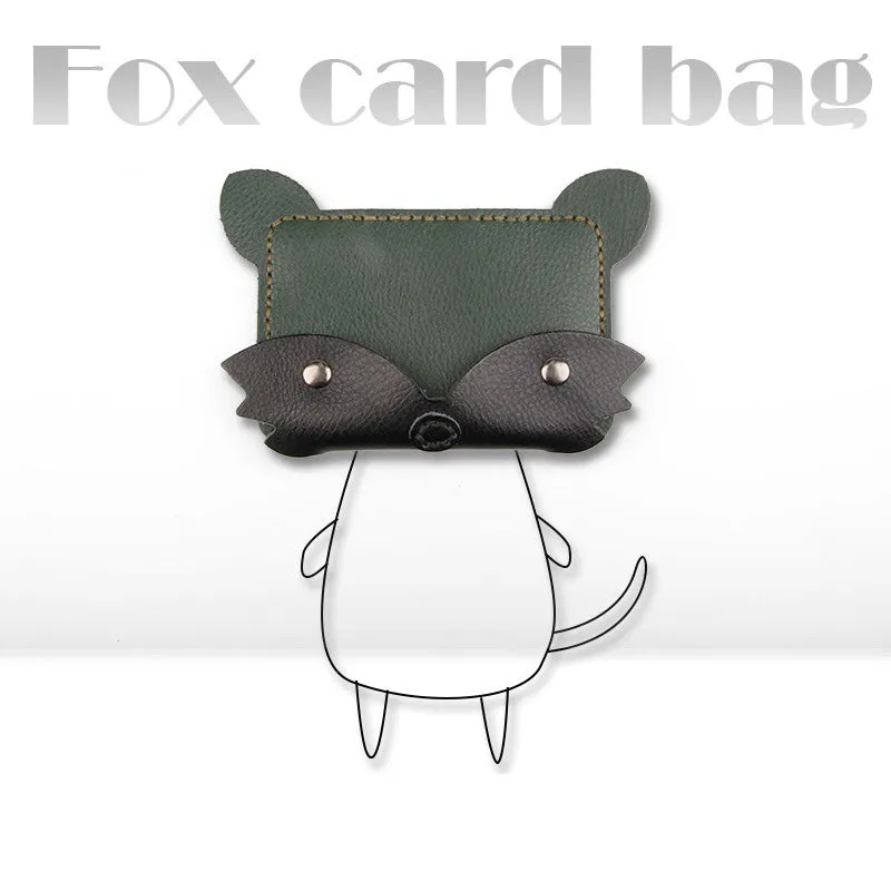 Blue&white Leather Card Holder Kit DIY Leather Fox Coin Wallets Kit DIY Eco Leather Project DIY Leather Kit