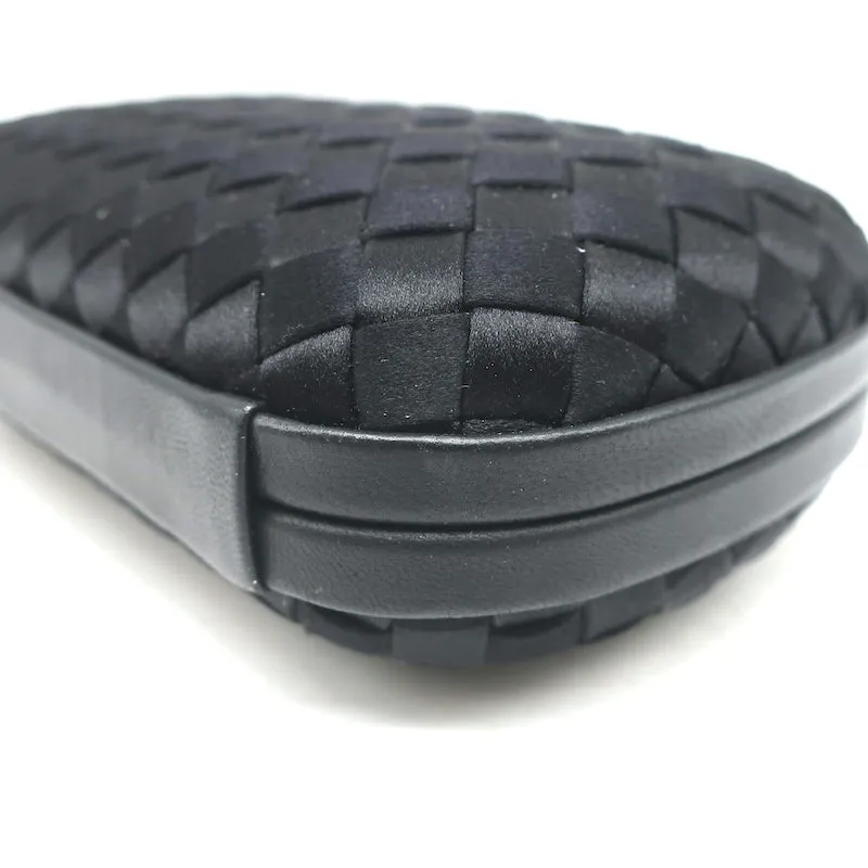 Bottega Veneta Box Knot Clutch Black Intrecciato Satin