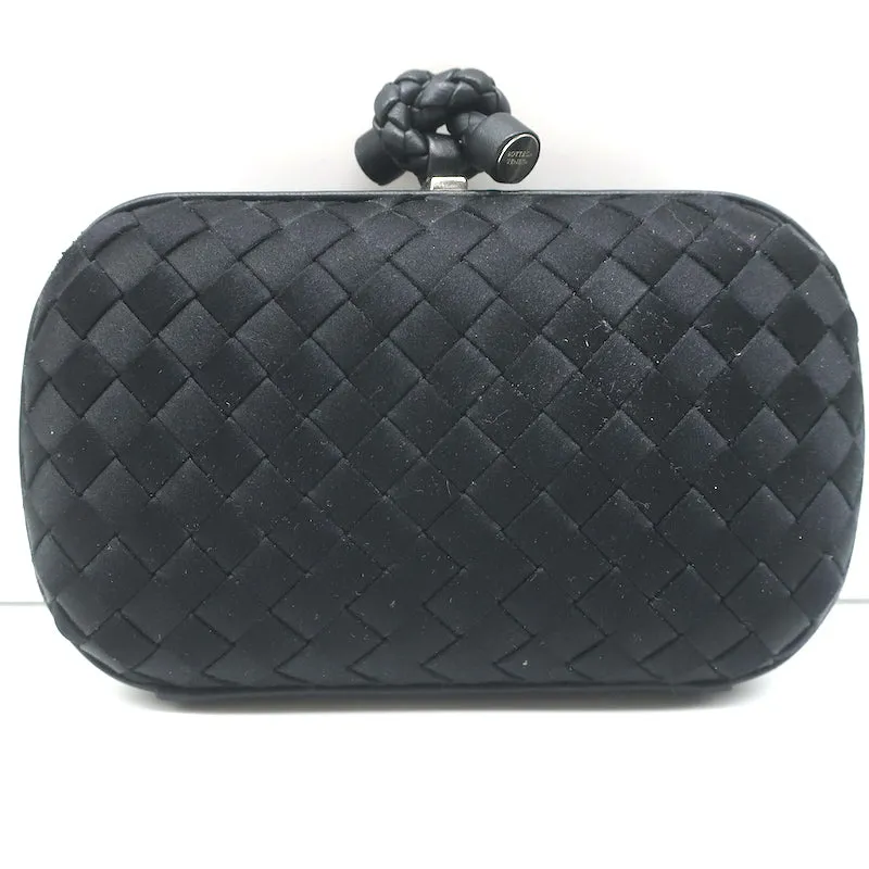 Bottega Veneta Box Knot Clutch Black Intrecciato Satin
