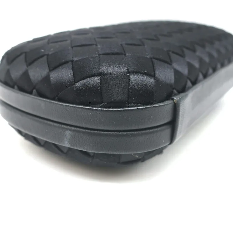 Bottega Veneta Box Knot Clutch Black Intrecciato Satin