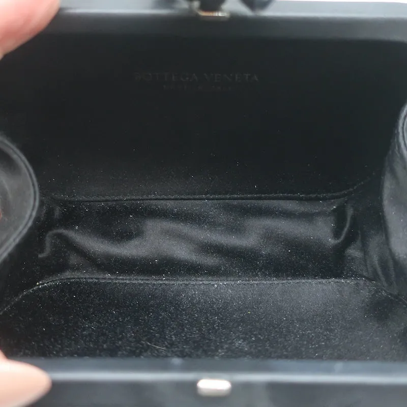 Bottega Veneta Box Knot Clutch Black Intrecciato Satin