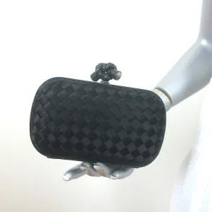 Bottega Veneta Box Knot Clutch Black Intrecciato Satin