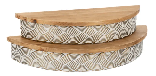 Braided Whitewash Gold Embossed Edge Wall Shelf