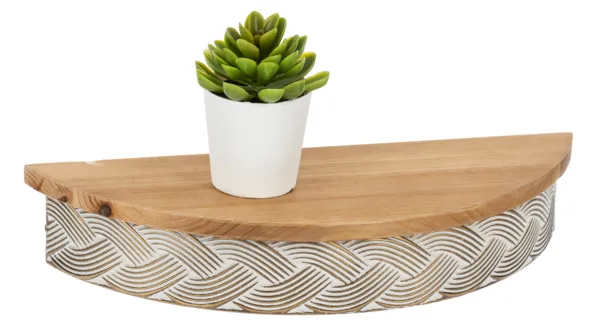 Braided Whitewash Gold Embossed Edge Wall Shelf