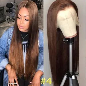 Brazilian Human Hair Lace Front Chocolate Brown Wigs
