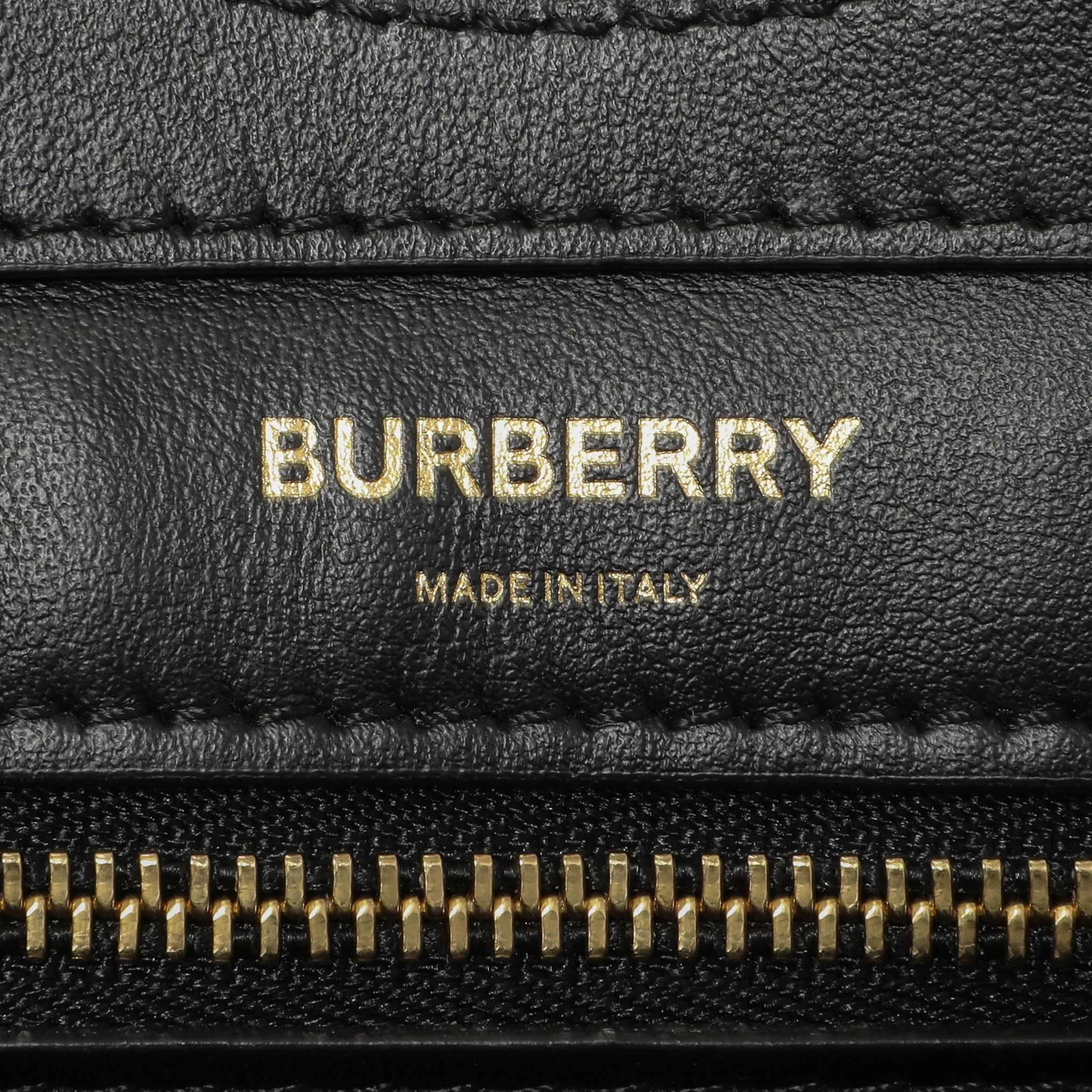 Burberry Black Calfskin Check Canvas Mini Pocket Bag