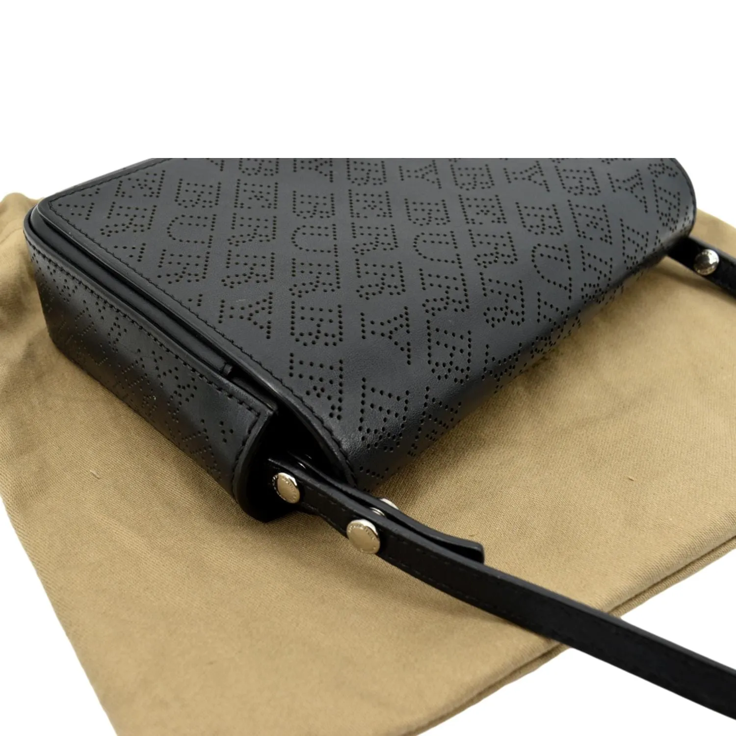 BURBERRY Hampshire Perforated Leather Crossbody Bag Black