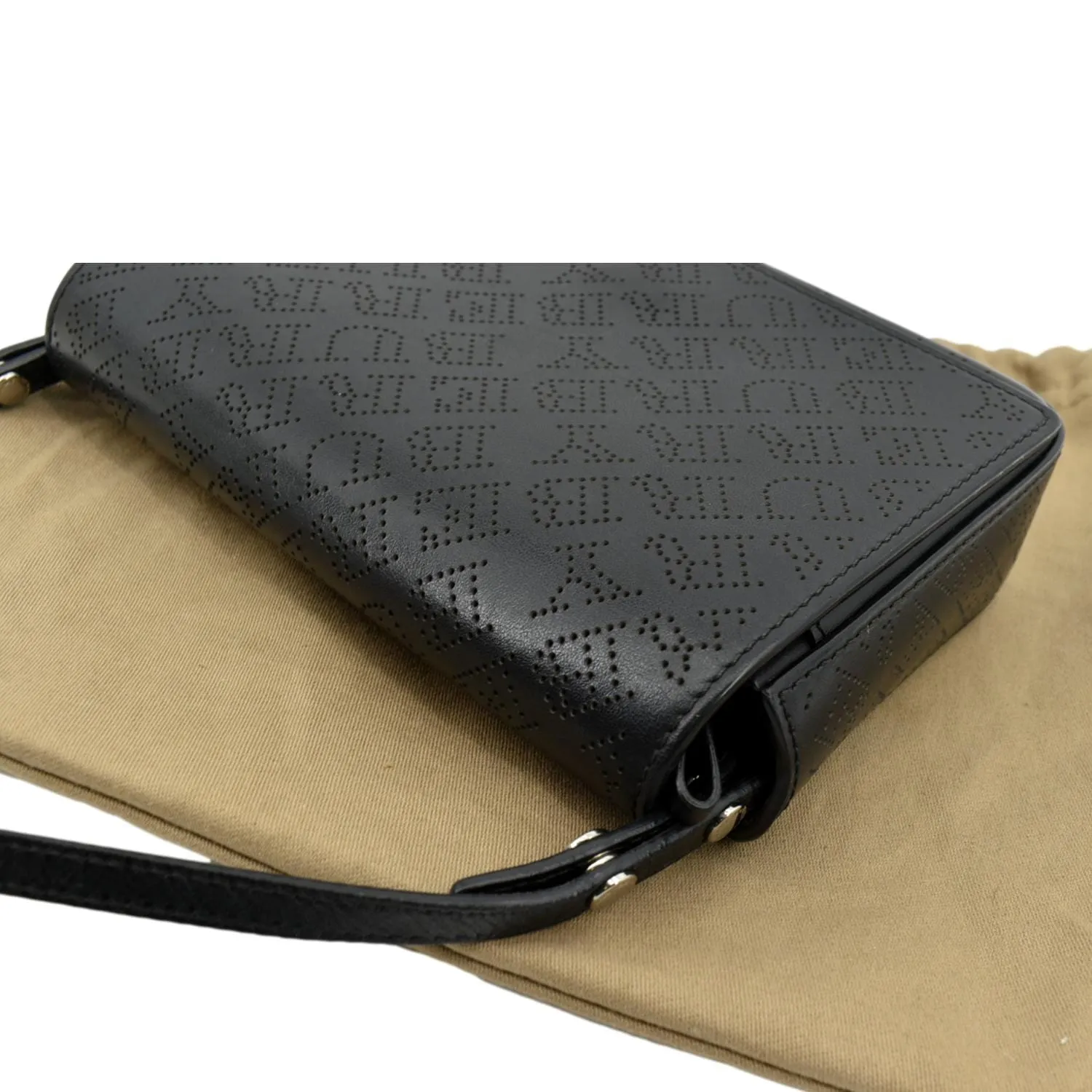 BURBERRY Hampshire Perforated Leather Crossbody Bag Black