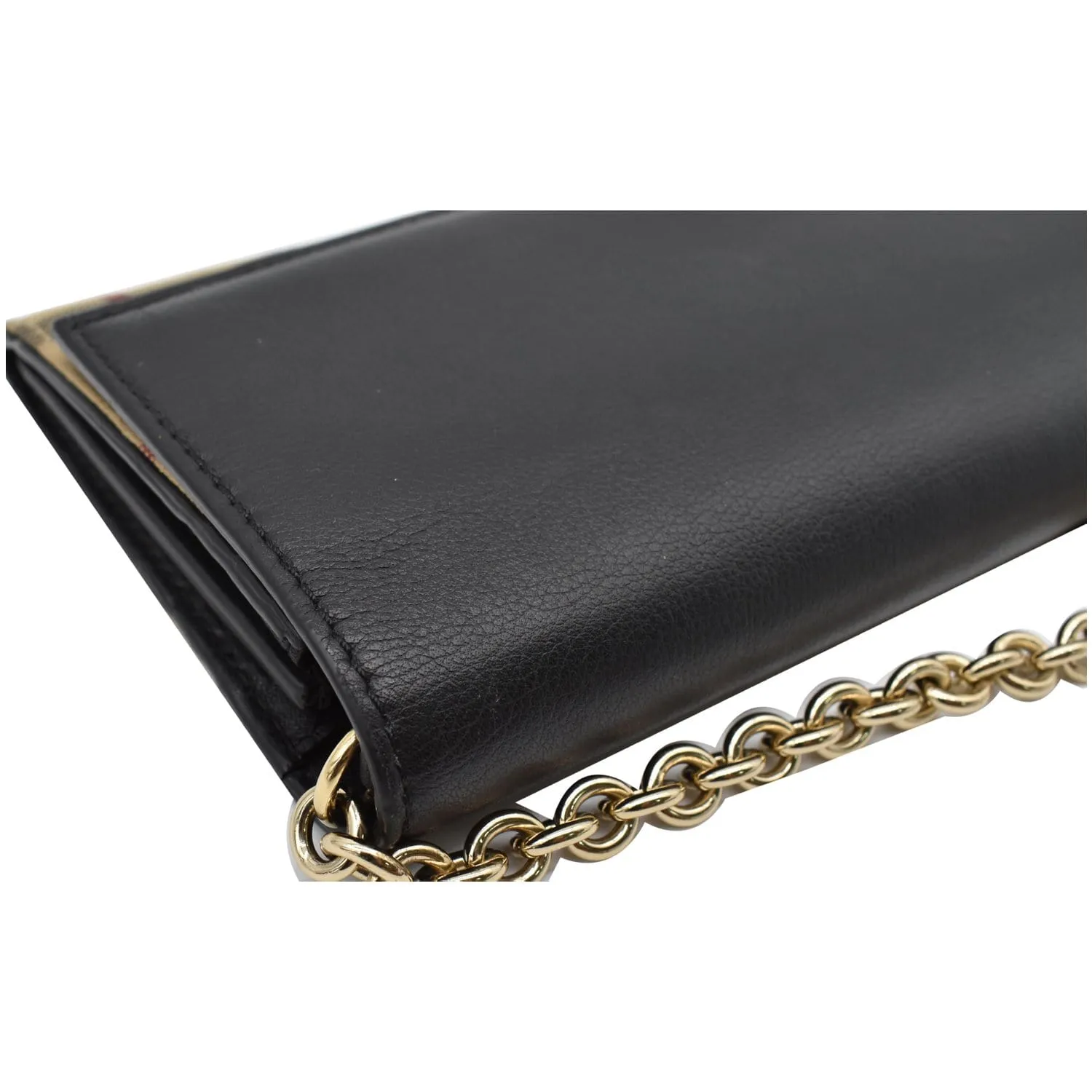 BURBERRY Henley House Check Leather Wallet On Chain Crossbody Bag Black