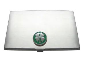 Business Card Holder with Four Leaf Clover Pendant