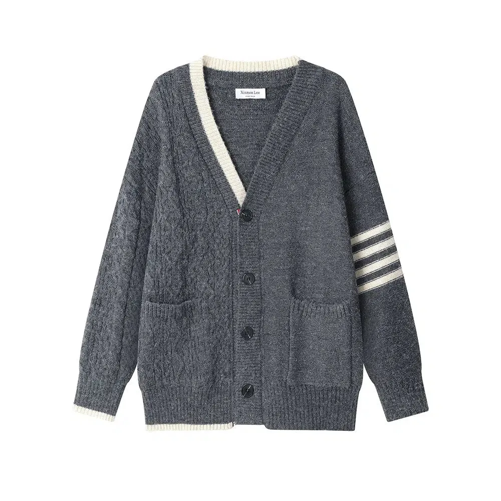 Cable Knit  Pockets Cardigan
