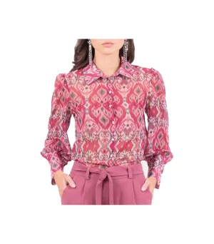 Camicia Manica Arricciata Donna - Multicolor Rosato
