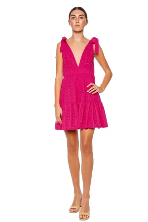 Cara Fuchsia Eyelet Cotton Mini Dress
