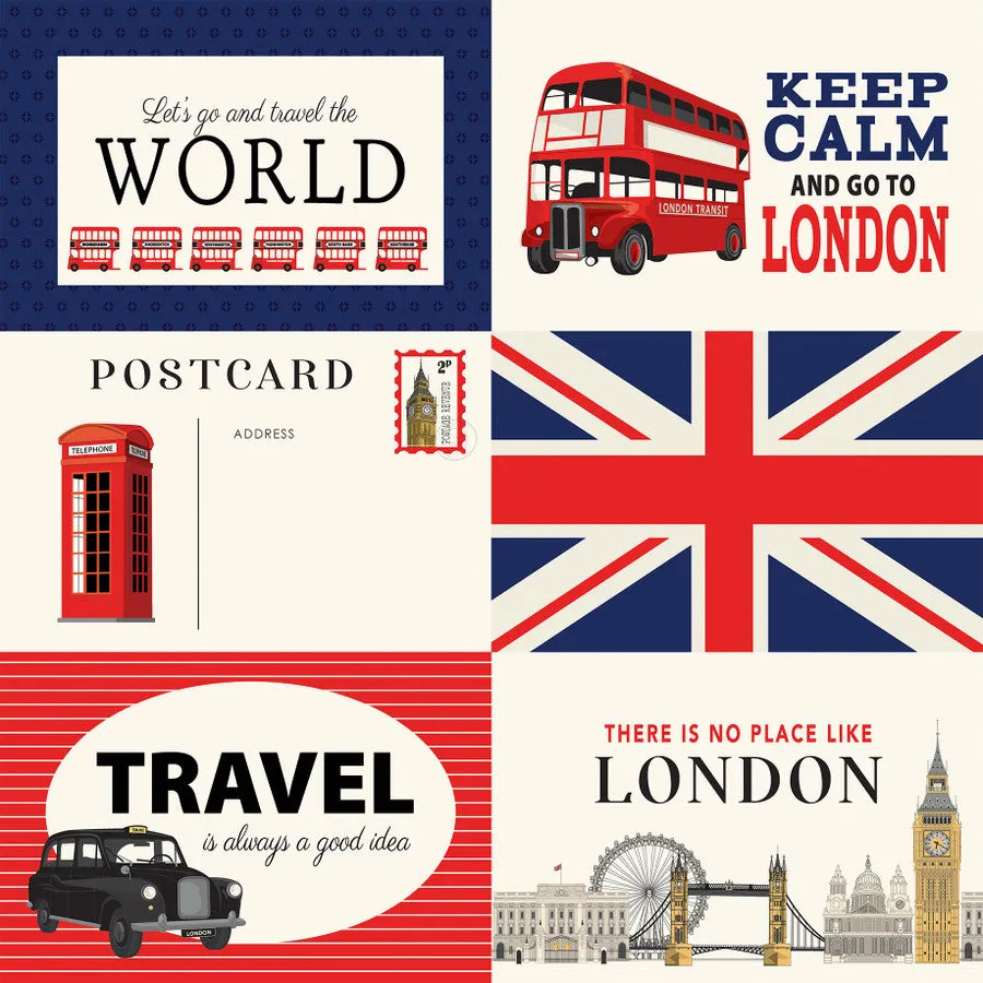 Carta Bella - London - 12x12 Single Sheets - 6x4 Journaling Cards
