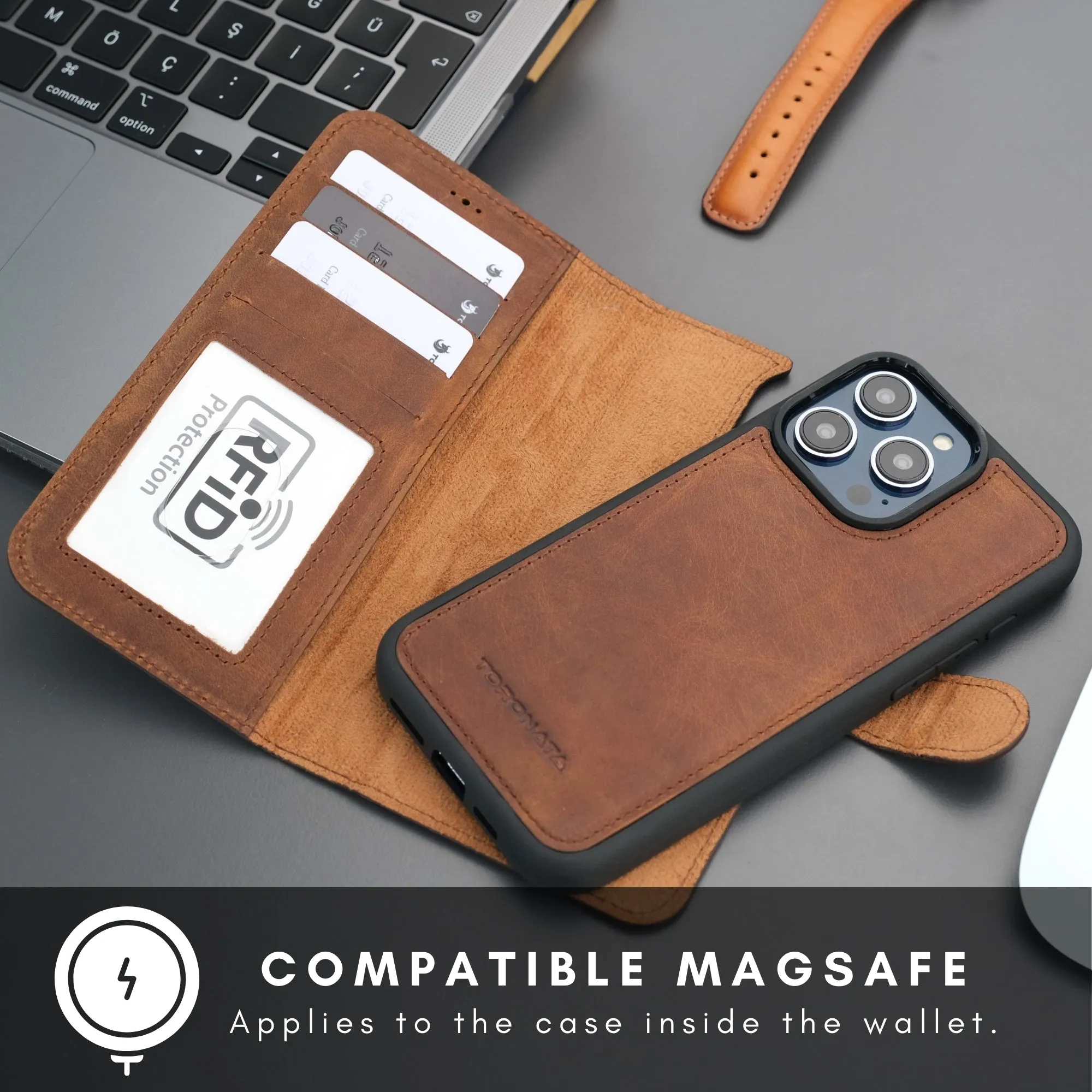 Casper iPhone 16 Pro Wallet Case Leather MagSafe