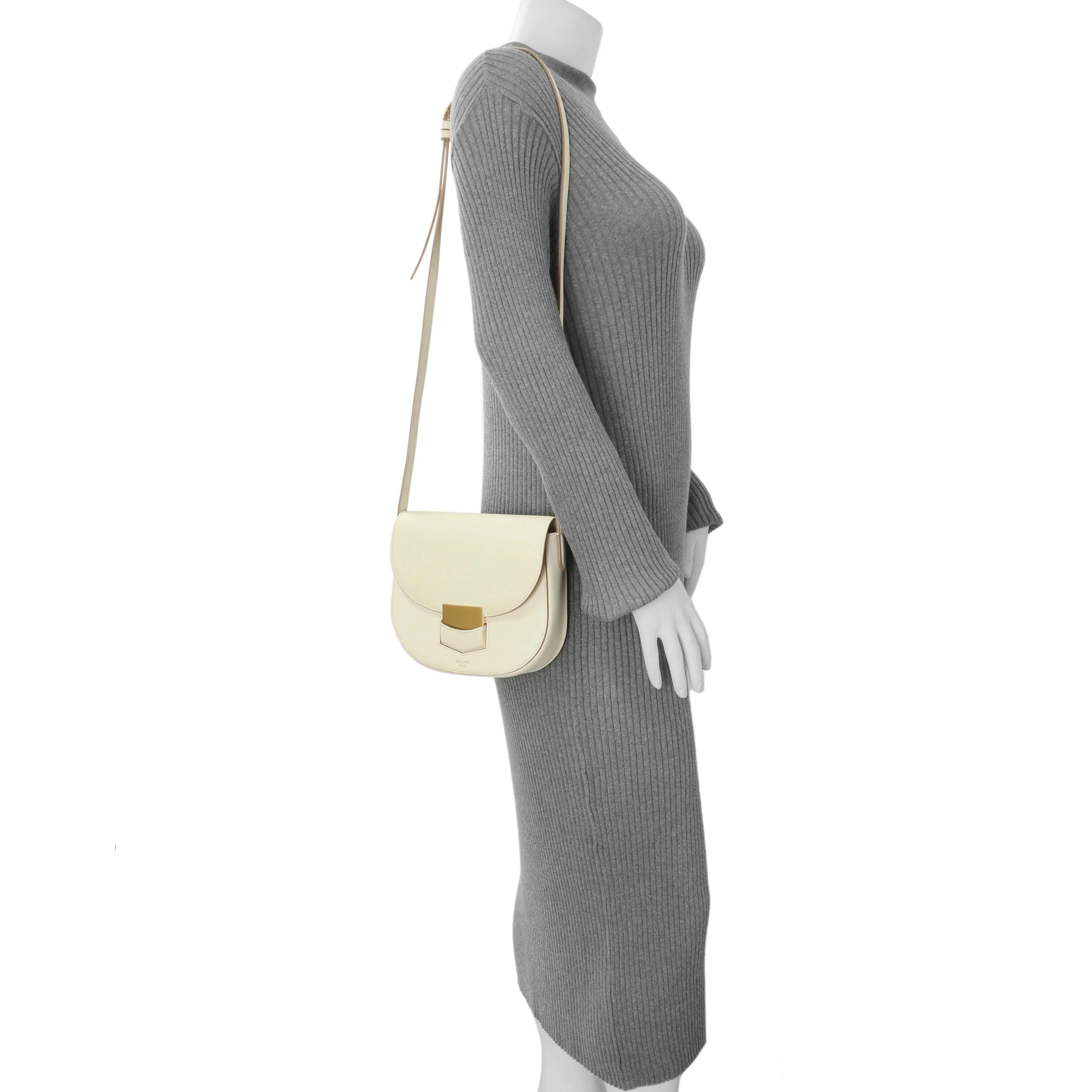 Celine Ivory Grained Calfskin Small Trotteur