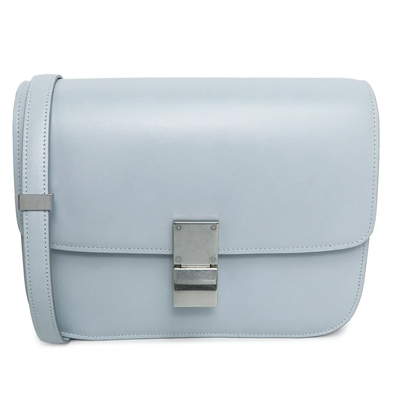 Celine Pale Blue Box Calfskin Medium Classic Flap Bag