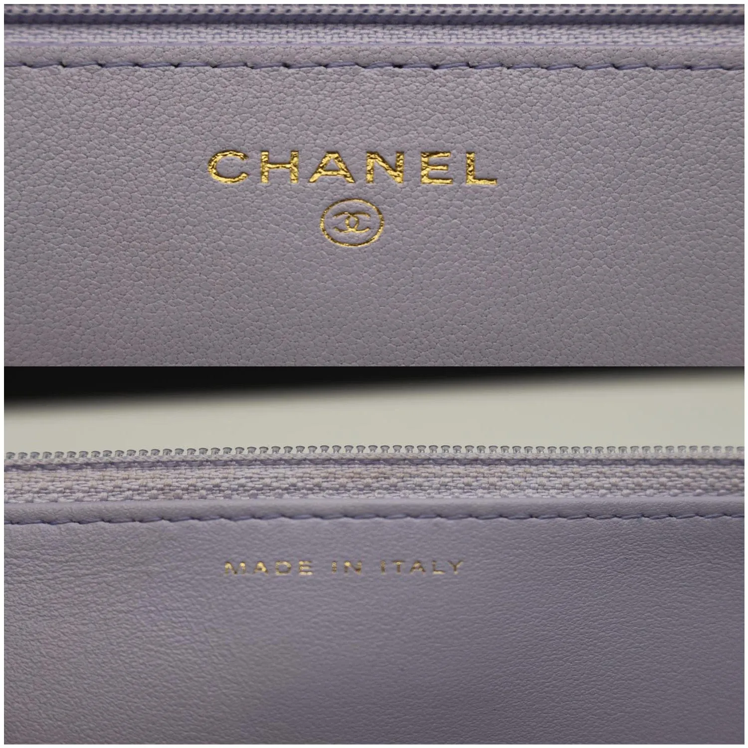 CHANEL 19 CC WOC Leather Wallet On Chain Crossbody Bag Light Lavender