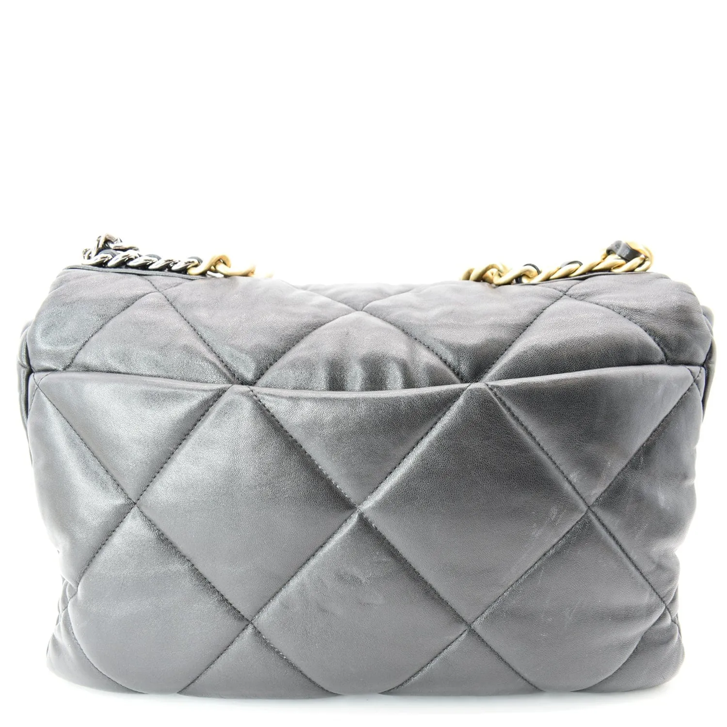 CHANEL 19 Large Flap Quilted Lambskin Leather Shoulder Bag Black