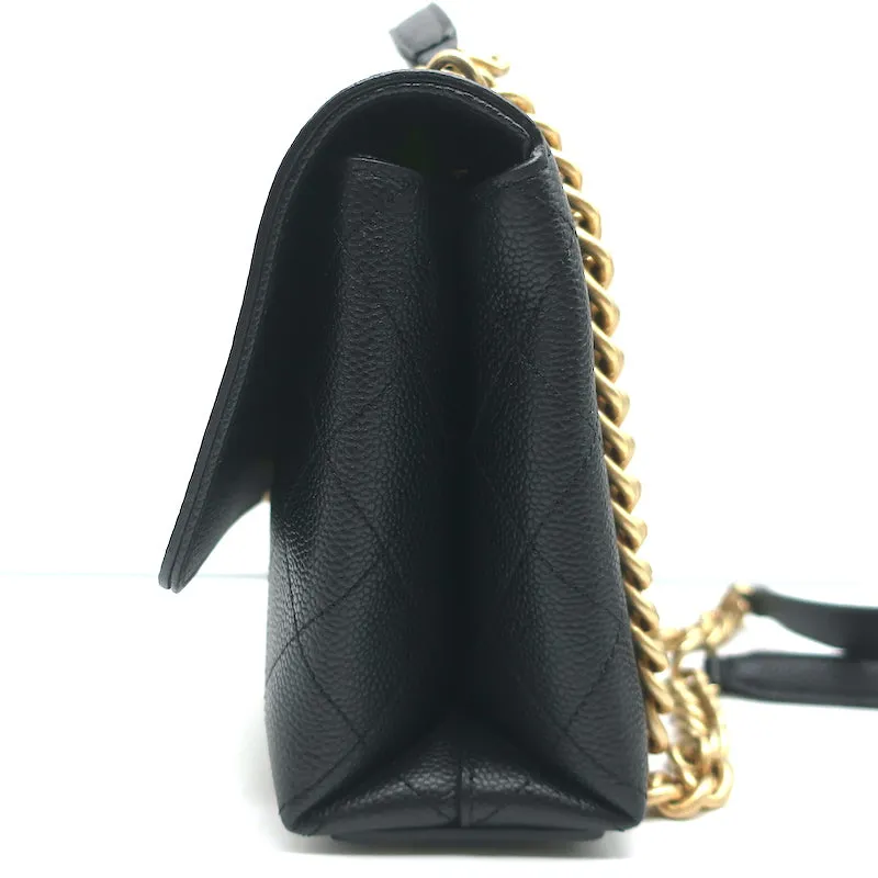 Chanel 2019 Quilted Small Flap Bag Black Grained Calfskin Leather Crossbody