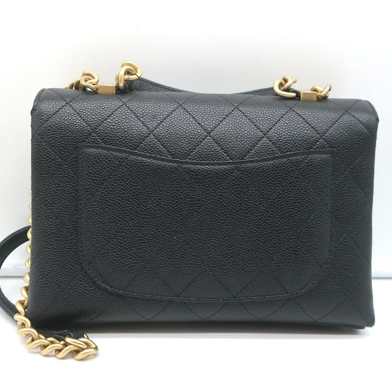 Chanel 2019 Quilted Small Flap Bag Black Grained Calfskin Leather Crossbody