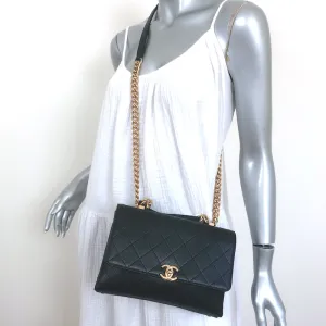 Chanel 2019 Quilted Small Flap Bag Black Grained Calfskin Leather Crossbody