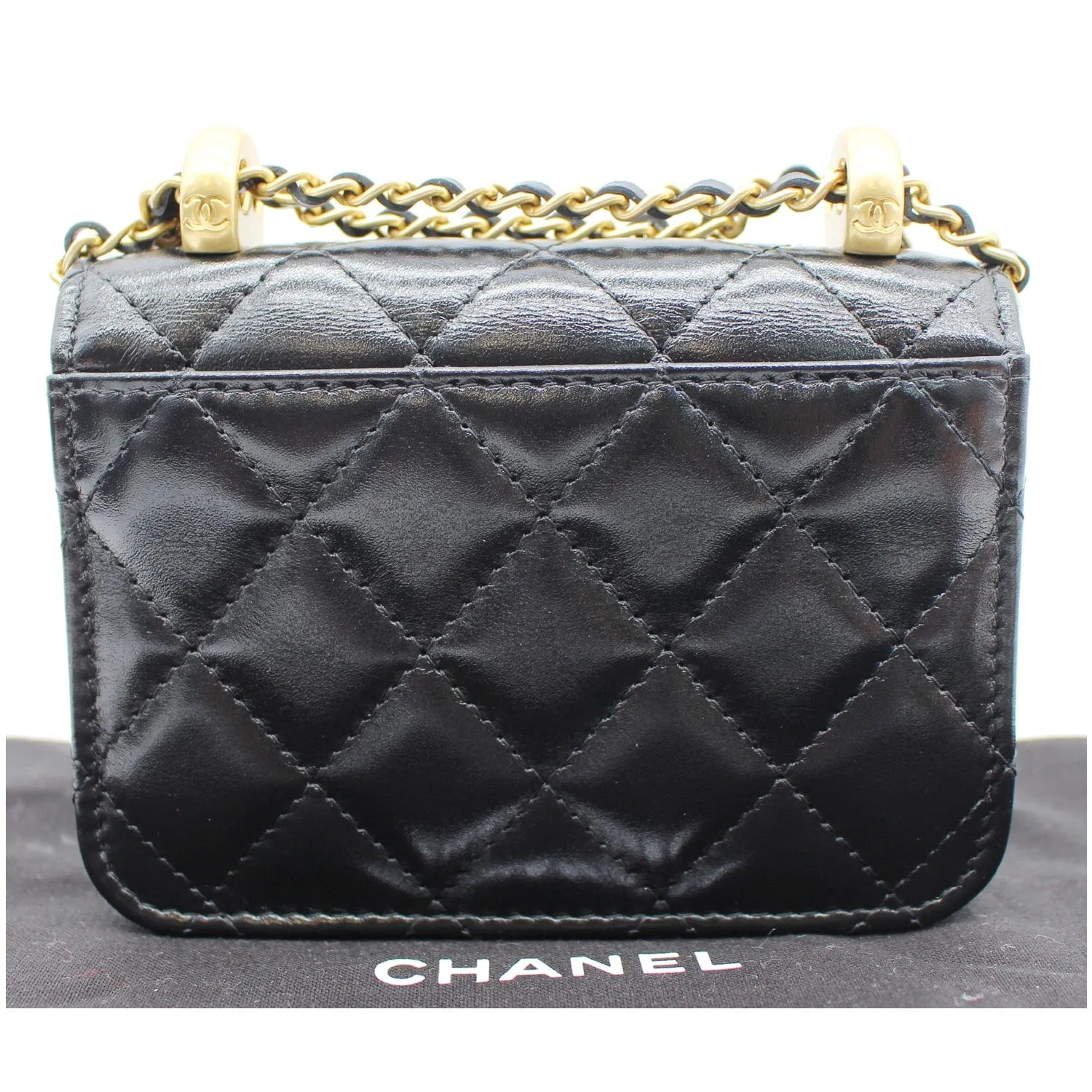 CHANEL 21A Mini Flap Coin Leather Purse Crossbody Bag Black
