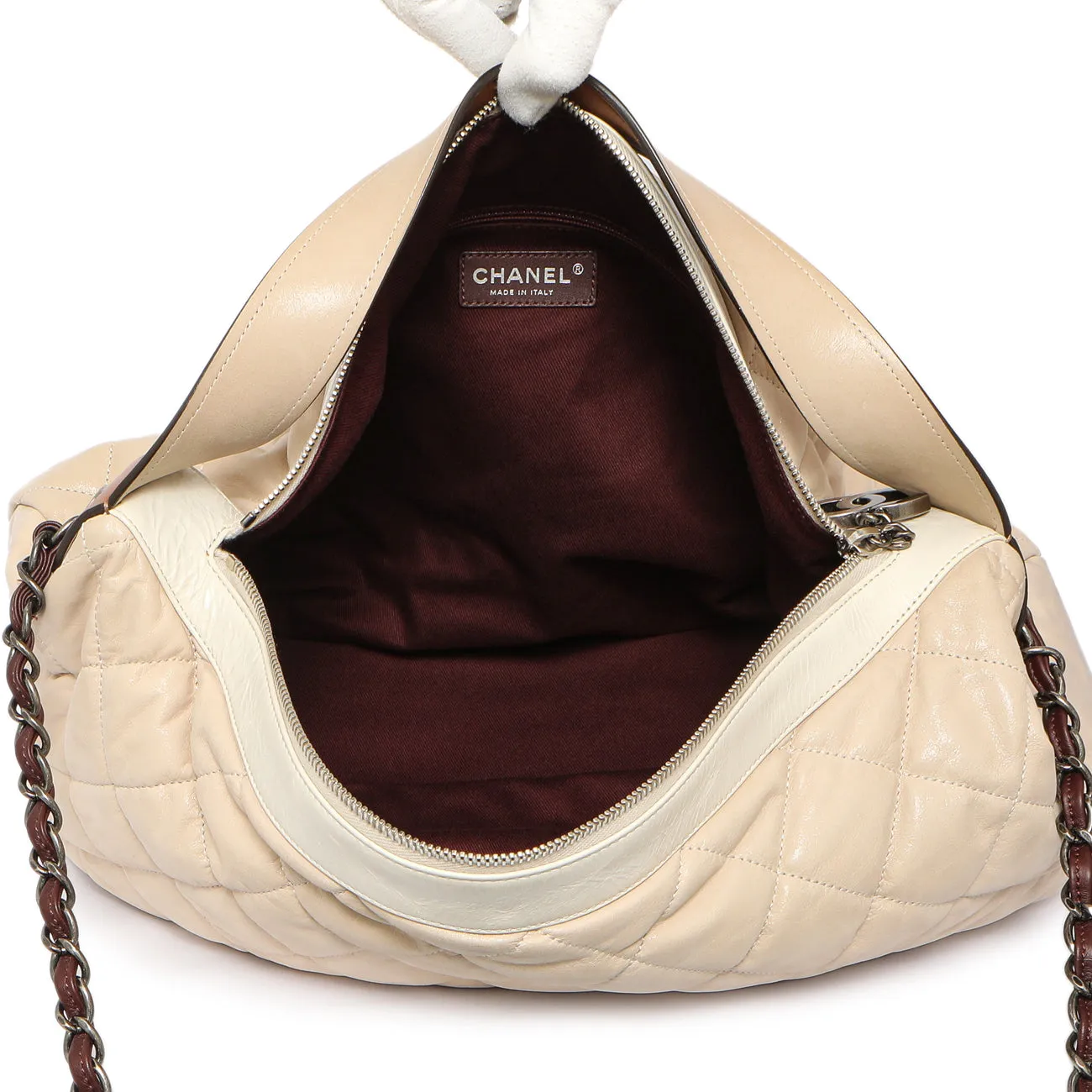 Chanel Beige Quilted Iridescent Calfskin Coco Daily