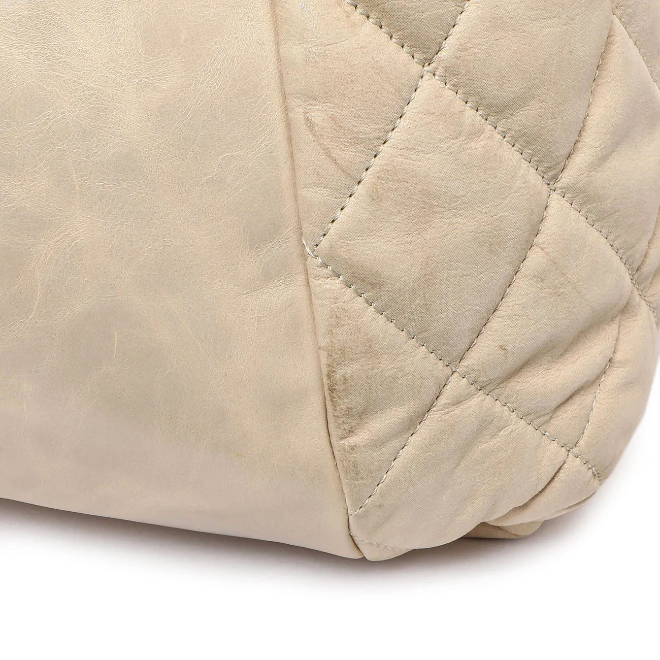 Chanel Beige Quilted Iridescent Calfskin Coco Daily
